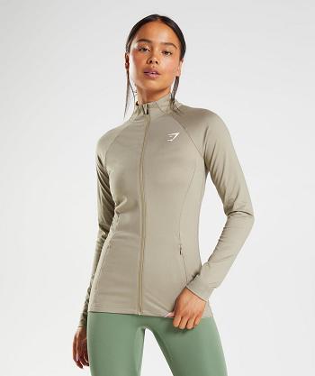 Dámské Bundy Gymshark Tréninková Zip Up Hnědé | CZ 3542ZUT